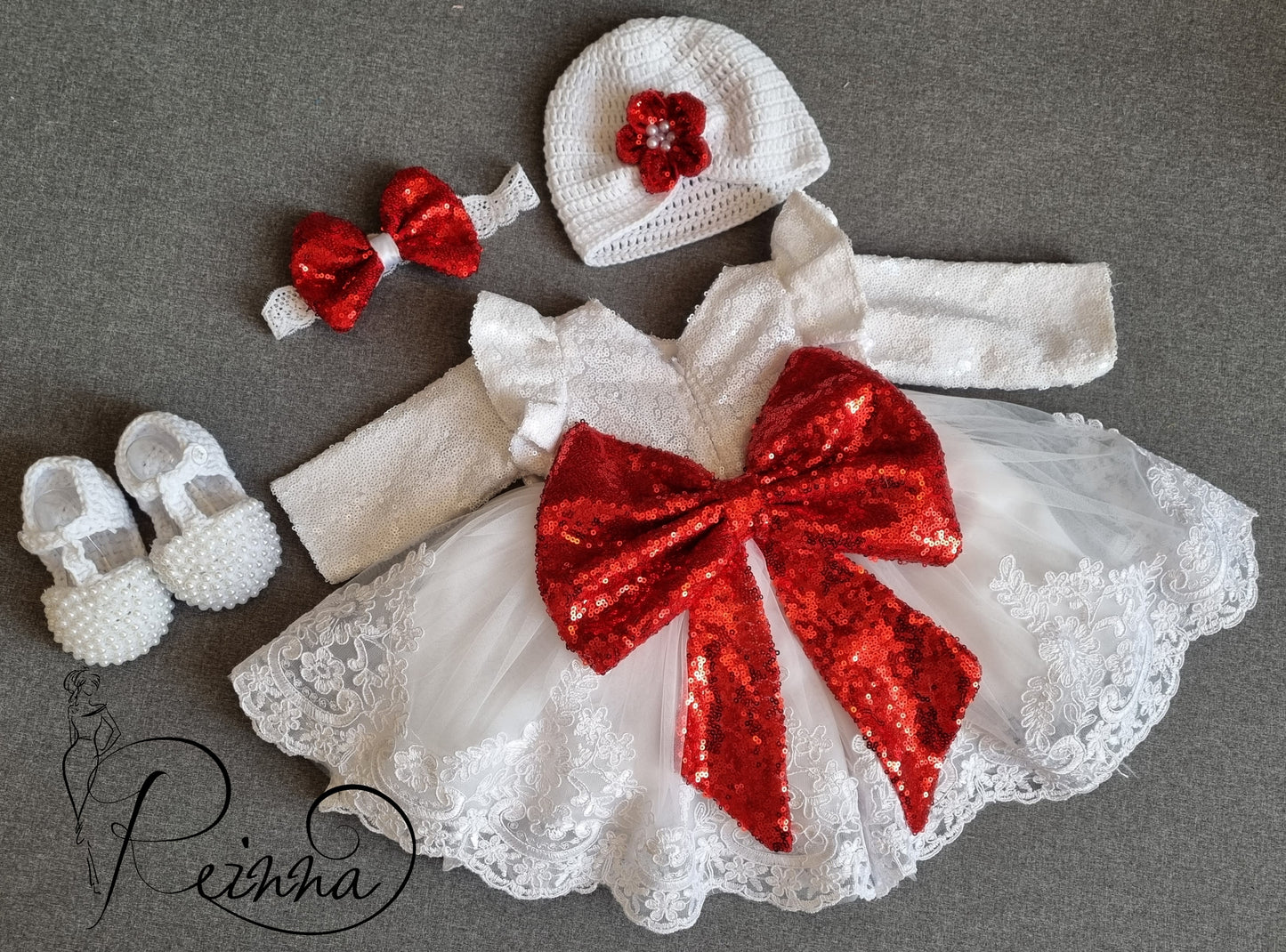 Rochie de Botez cu Bentiță și Pantofi