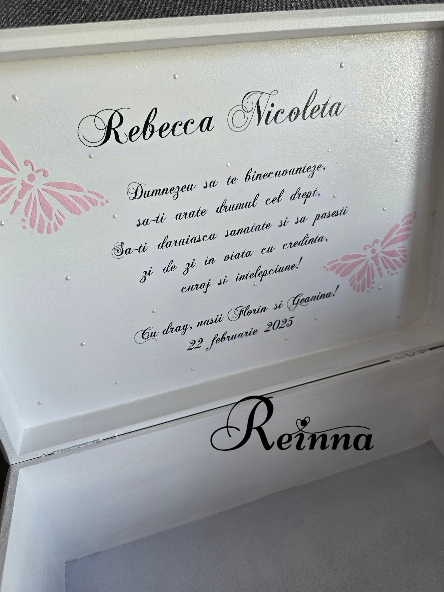 Trusou botez fetite, roz prafuit
