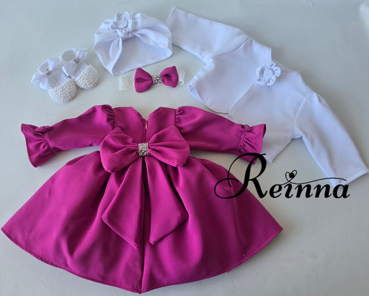 Set Botez/Evenimente cu Rochie fucsia