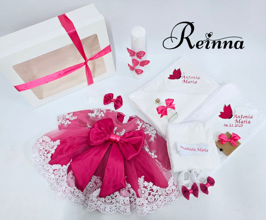 Set pentru botez,Essential Fucsia cu fluturi