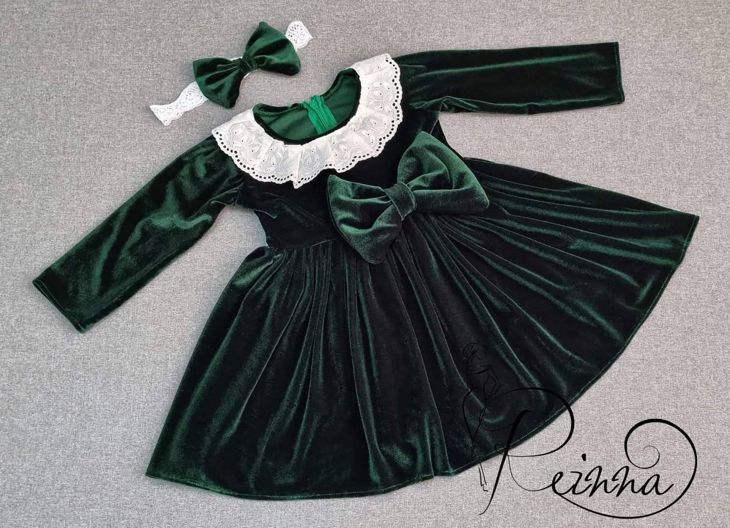 Rochie de Crăciun din Catifea Verde